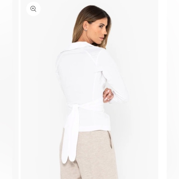 Just BEE Queen NWT Valentina Puckered Ivory Linen Long Sleeve Wrap Top Artisan - Picture 16 of 16